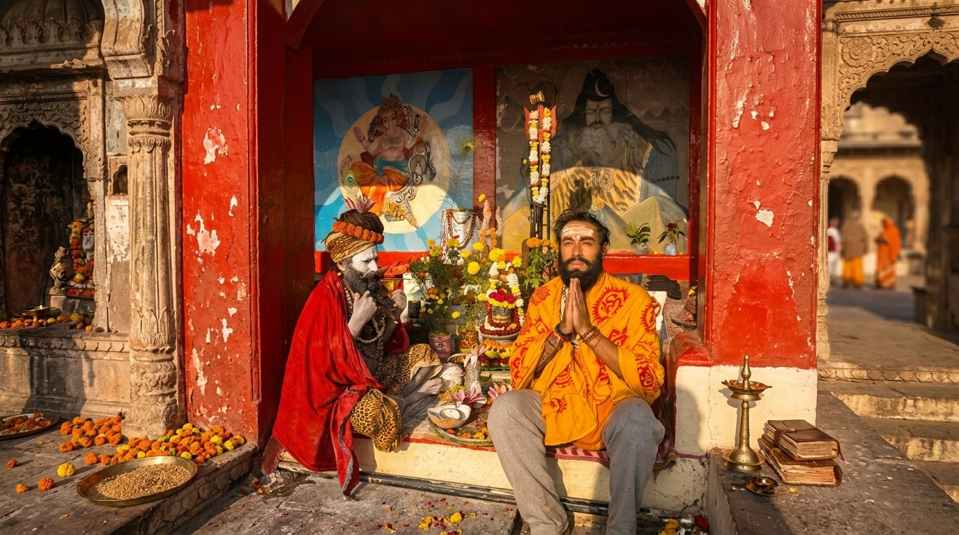 Ruslan Haidar com sadhu na Índia