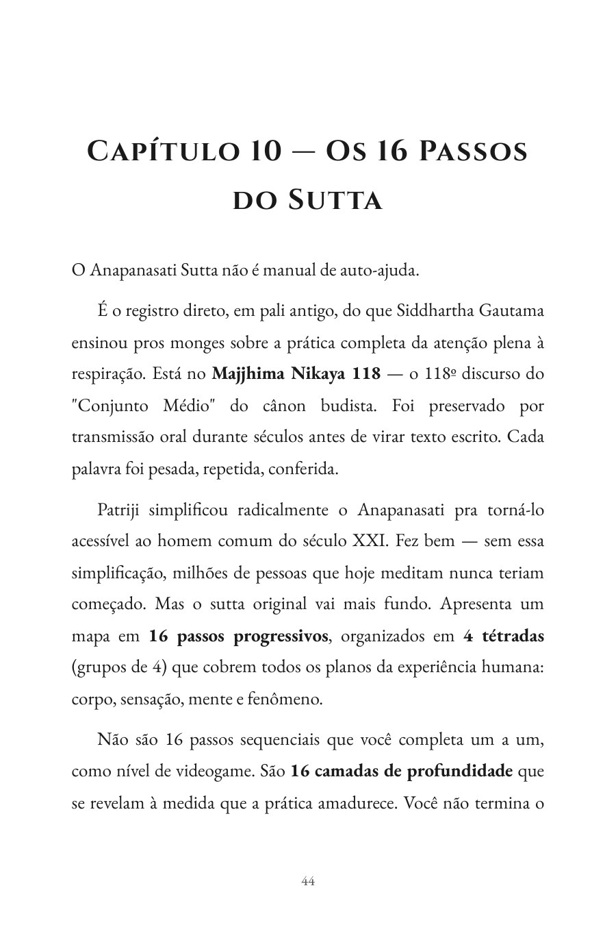 Página interna: Capítulo 10, Os 16 Passos do Sutta
