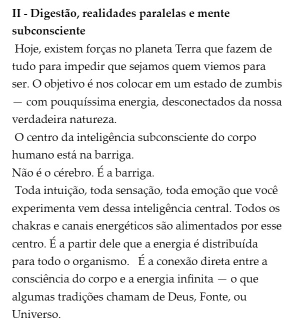 Página interna do livro Corpo Holográfico — Cap II Digestão e mente subconsciente