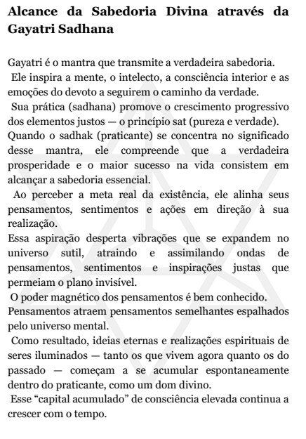 Página interna do livro Gayatri Mantra — prática