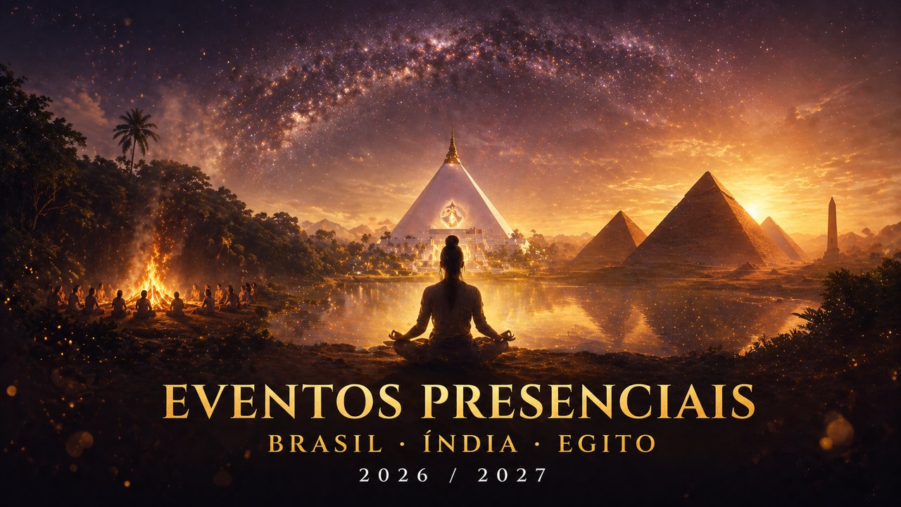 Eventos Presenciais — Brasil, Índia e Egito · Novo Mundo 5D