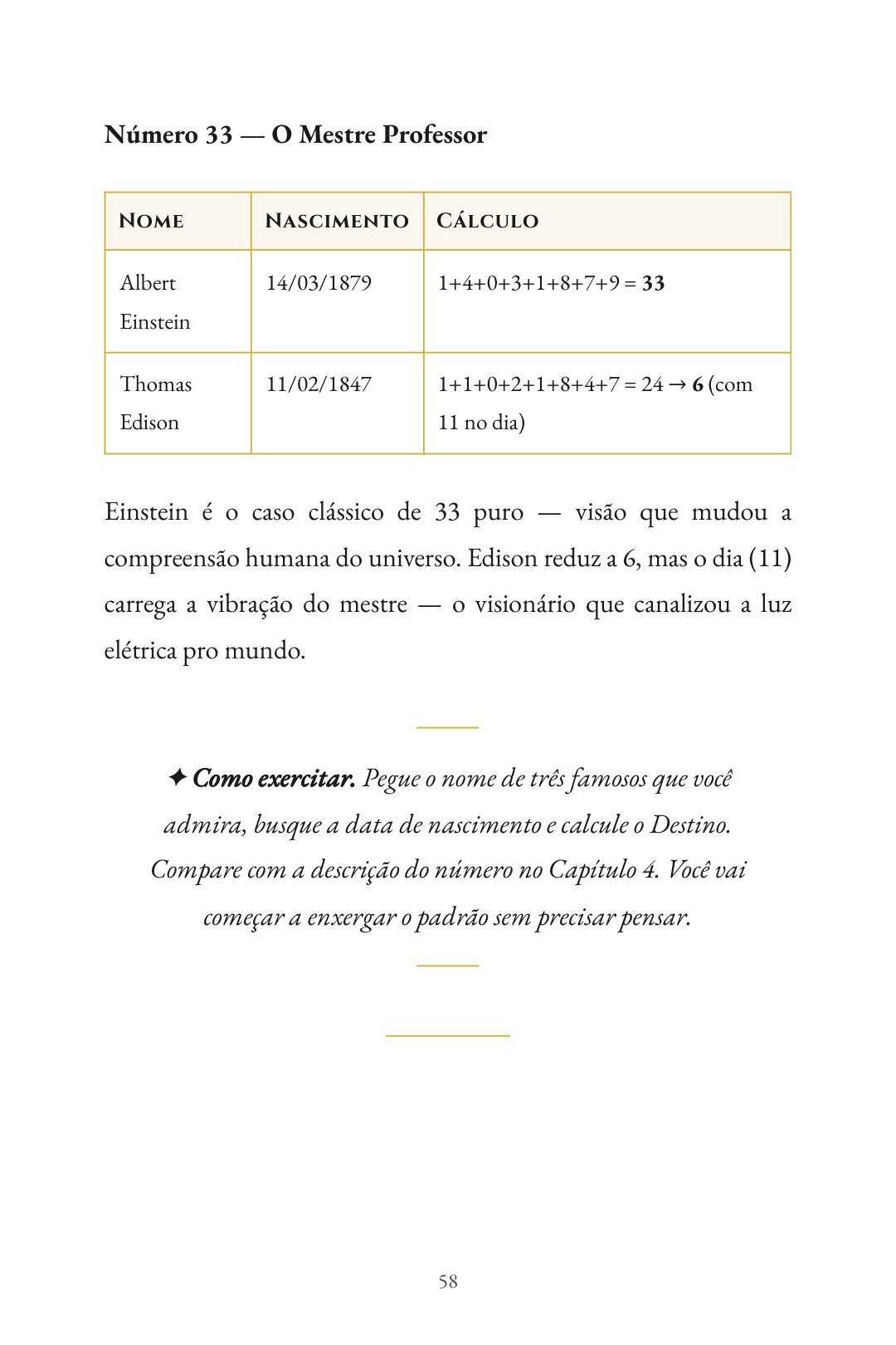 Página do livro · mapa numérico de Einstein e Edison calculado passo a passo