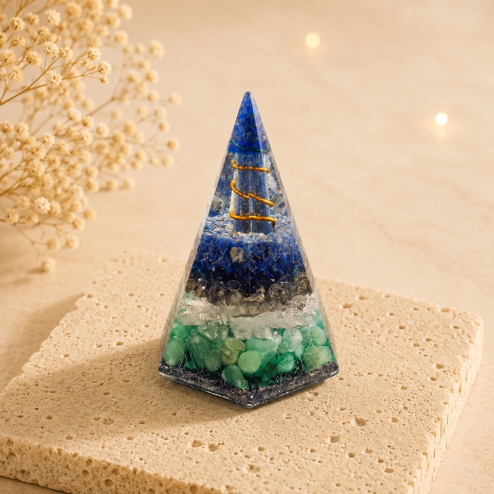Orgonite diamante com lápis-lazúli, quartzo e aventurina