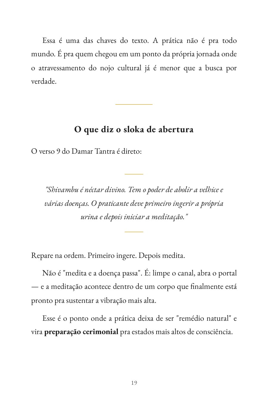 Página interna do livro Shivambu Kalpa — o sloka de abertura do Damar Tantra: néctar divino